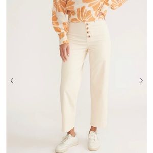 Corduroy Bridget Wide Leg Crop in Ivory